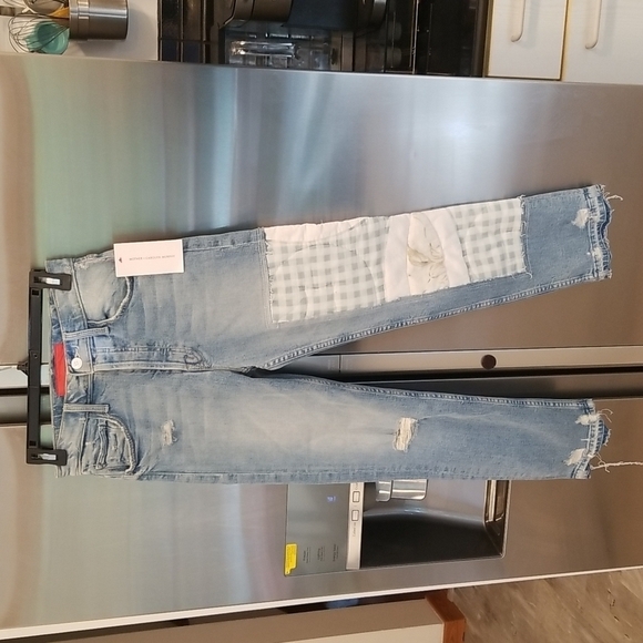 💕MOTHER💕  Patchwork Tomcat Ankle Undone Hem Jean High Rise New Hobbies 24 NWT - Picture 13 of 17